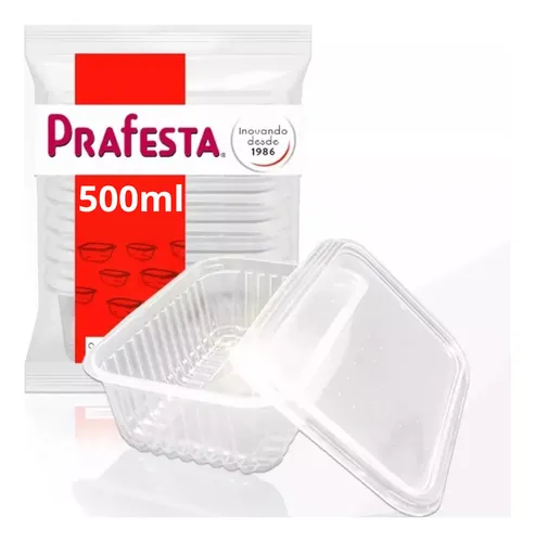 Pote Retangular 500ML c/ Tampa Prafesta