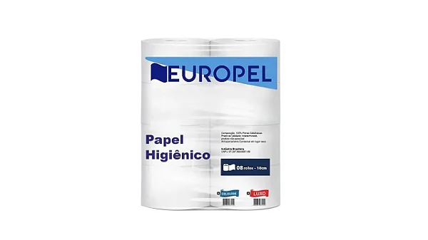 Papel Higiênico Rolão Europel 100% Celulose 8X300m