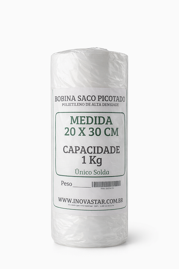 Bobina Saco Plastico Picotada Reforçado 20X30 C/ 490UN