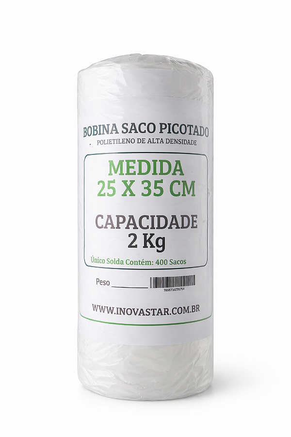 Bobina Saco Plastico Picotada Reforçado 25X35 C/ 425UN
