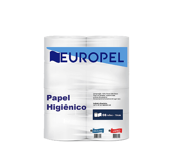 Papel Higiênico Rolão Europel 100% Celulose 8X300m