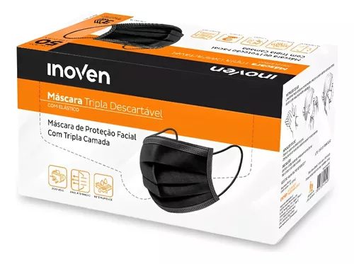 Mascara Descartavel Tnt Tripla Preta c/ 50UN