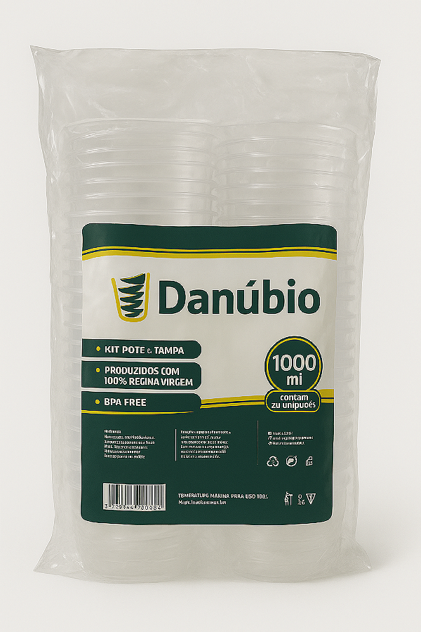 Pote Descartavel Redondo 1000ml Cristal  Com Tampa 24und