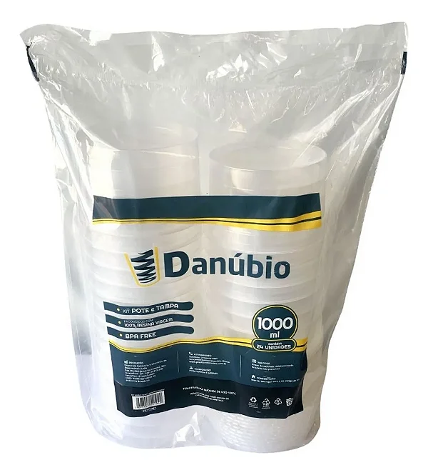 Pote Descartavel Redondo 1500ml Cristal  Com Tampa 24und