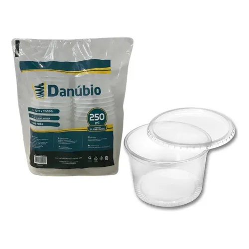 Pote Descartavel Redondo 250ml Cristal Com Tampa 24und