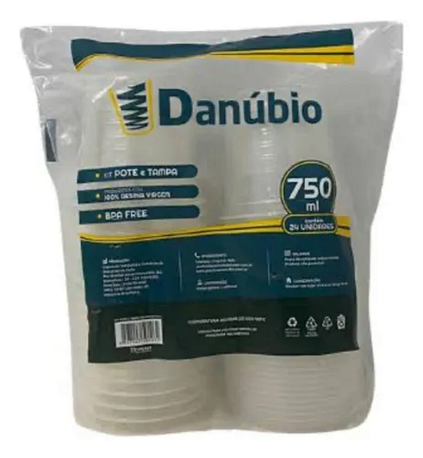Pote Descartavel Redondo 750ml Cristal Com Tampa 24und