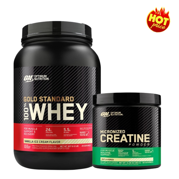 PROMO 100% Whey Gold Standard 900g + Creatina 300g Optimum Nutrition