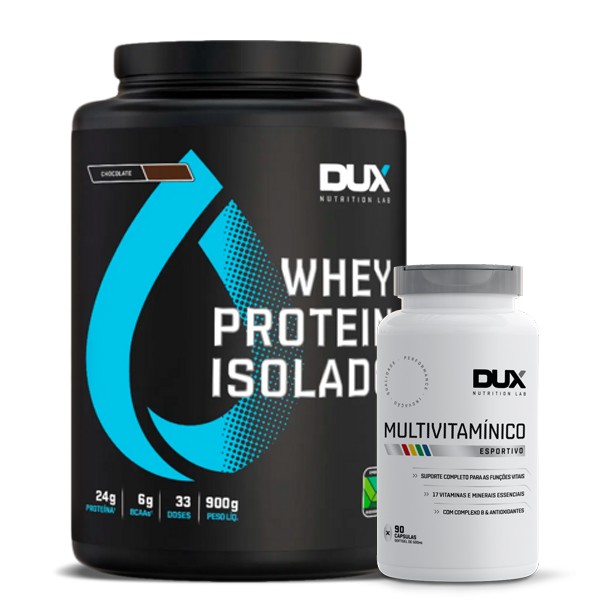 Kit Whey Protein Isolado 900g + Multivitaminico 90 cápsulas - Dux Nutrition