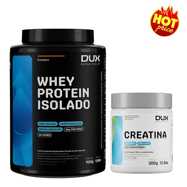 PROMO Whey Protein Isolado 900g + Creatina 300g - Dux Nutrition