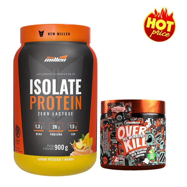 PROMO Isolate Protein 900g + OverKill Pré Treino - New Millen