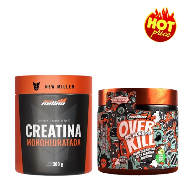 PROMO OVERKILL 200g Pré Treino + Creatina 300g - New Millen