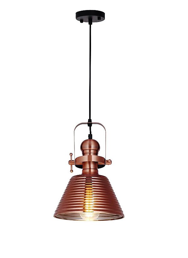 PENDENTE COPPER GLASS METAL E VIDRO COBRE 1XE27