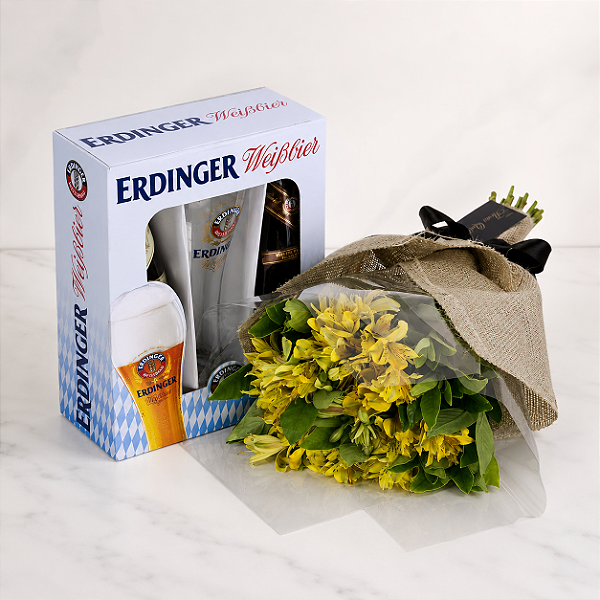 Buquê de Alstroemérias Amarelas com Kit Erdinger