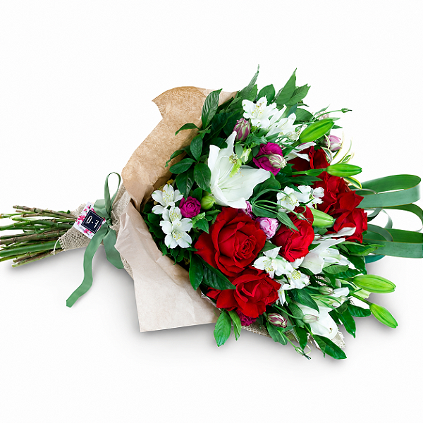 Buquê de Rosas Colombianas e Lírios