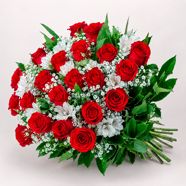 Buquê de 24 Rosas Vermelhas