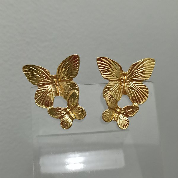 Brinco borboleta dupla dourada