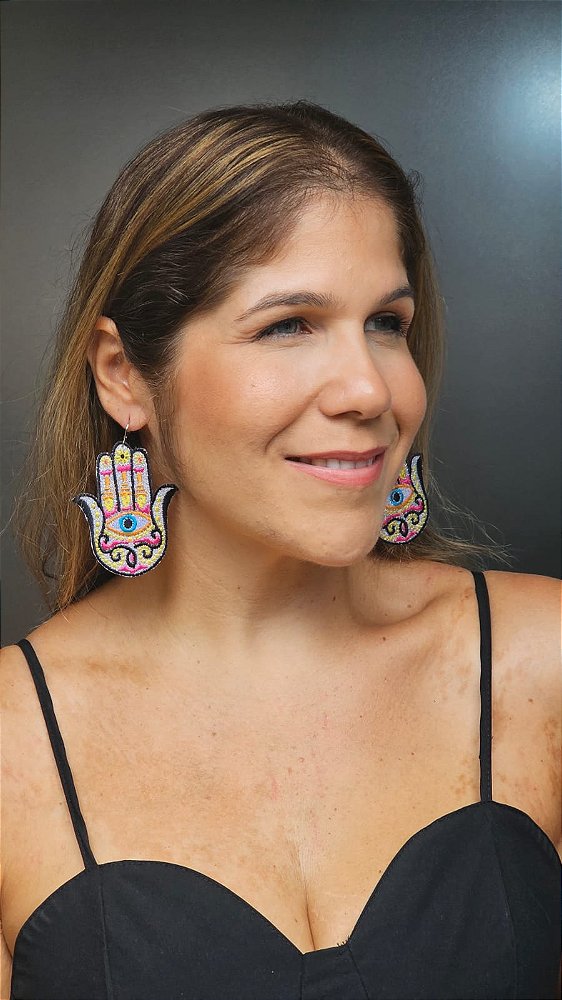 Brinco Hamsa Mão Prata