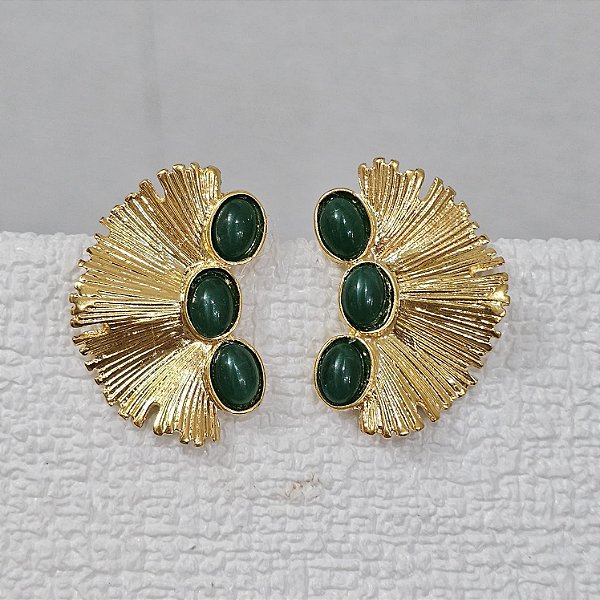 Brinco leque queen esmeralda