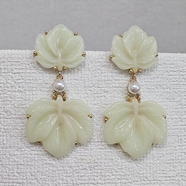 Brinco flor de chita verde