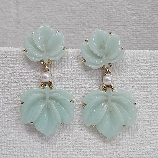 Brinco flor de chita azul