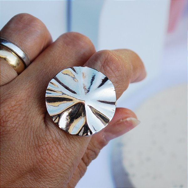 Anel ajustável renda prata