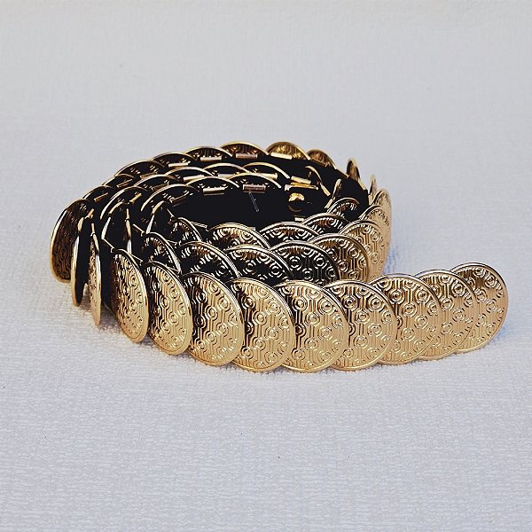 Cinto circulo metal dourado
