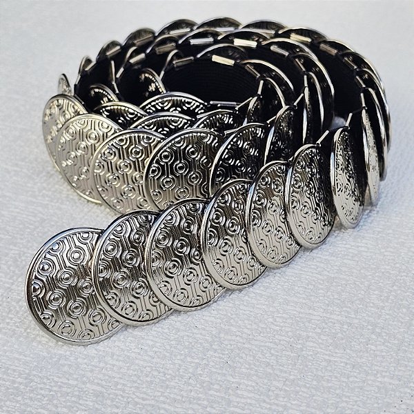 Cinto circulo metal prata