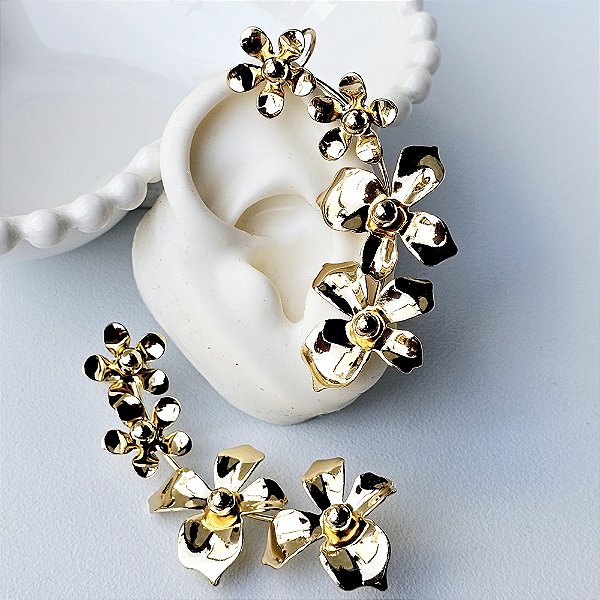 Earcuff  florir dourado