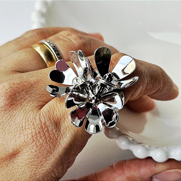 Anel florir prata