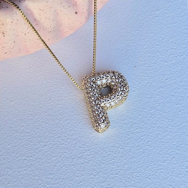 Colar Letra  P cravejada