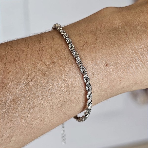 Pulseira cordão baiano prata