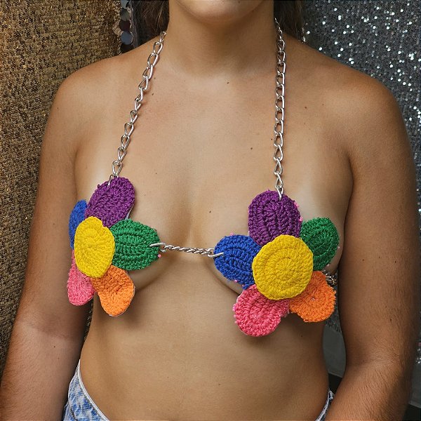 Top margarida de crochê