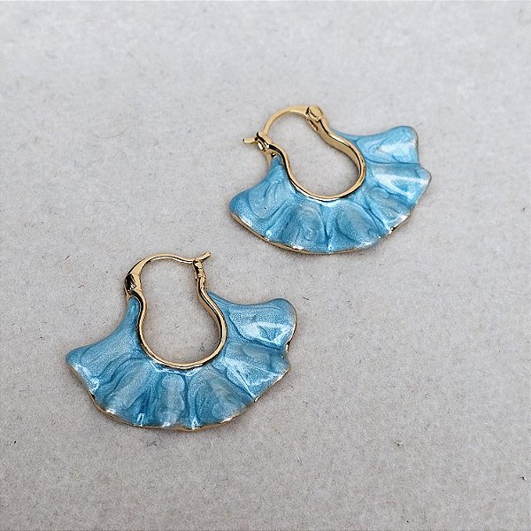 Argolinha babado resinada azul