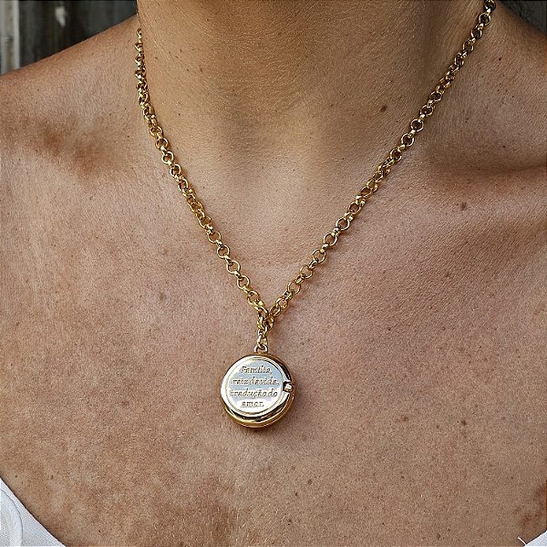 Relicário arvore da vida dourada