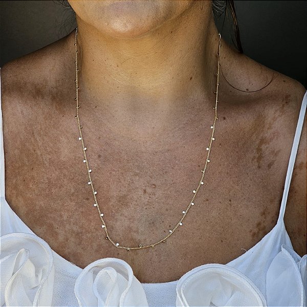 Colar longo semi joia mini discos