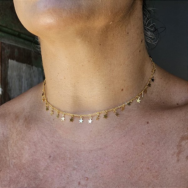 Choker estrelinhas dourada