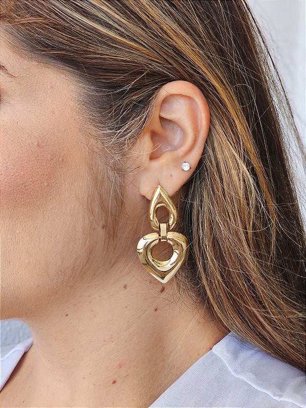 Brinco duas gotas dourado