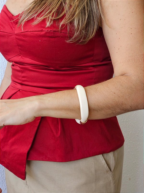 Bracelete acrílico articulado bege