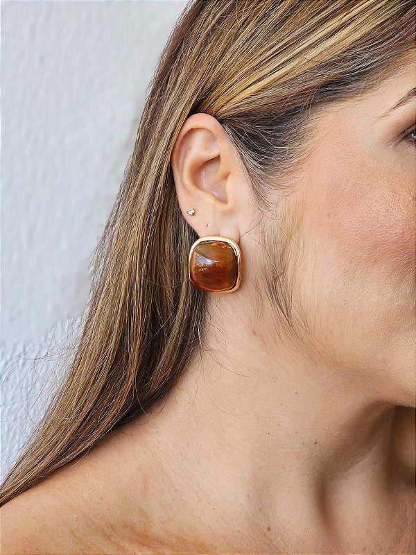 Brinco acrílico marrom mesclado