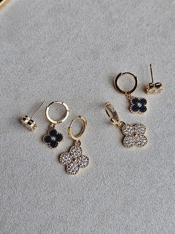 Trio misto trevo dourado preta