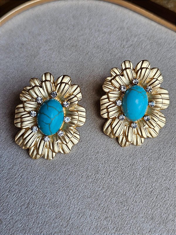 Brinco selene fosco dourado