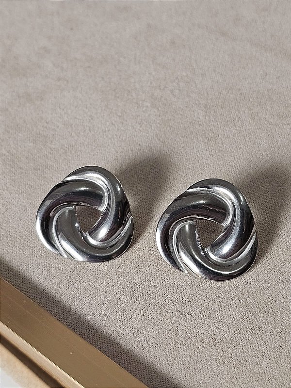 Brinco rosca em aço prata