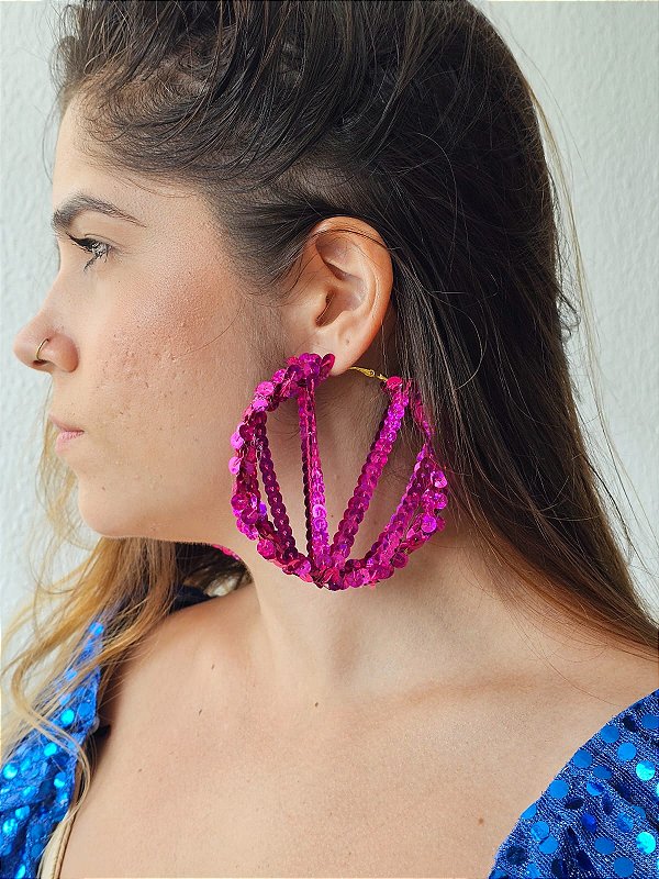 Argola lantejoula pink