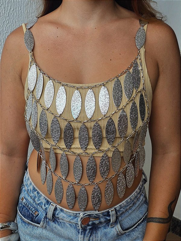 Top folhas prata