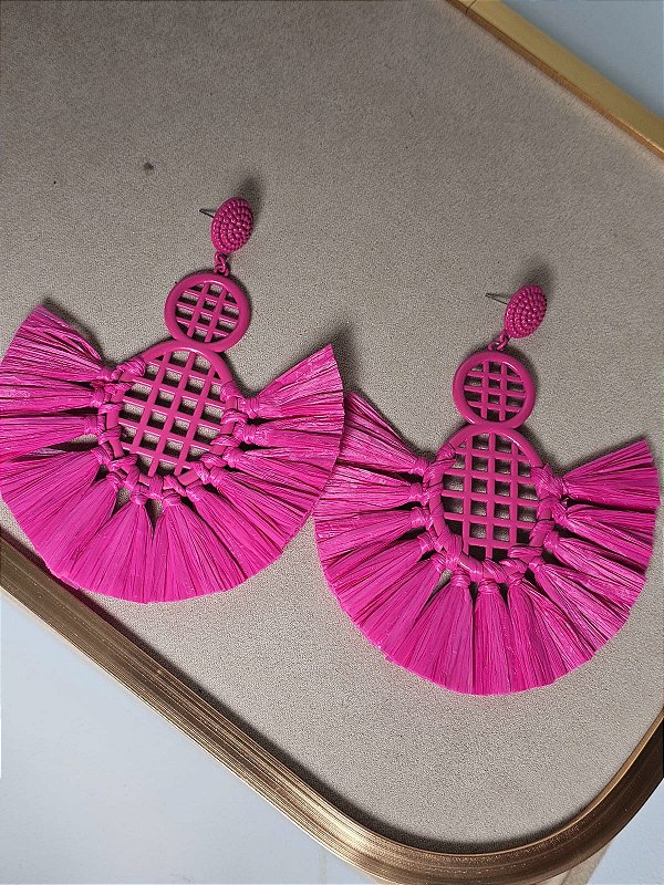 Brinco ráfia infinito pink