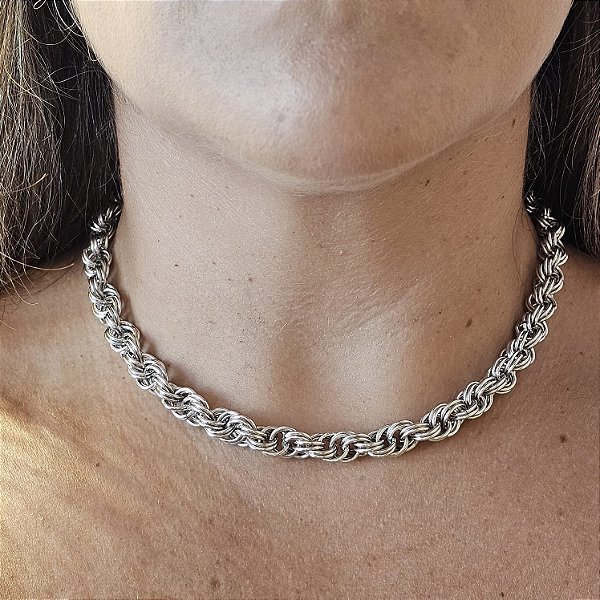 Colar maxi cordão baiano prata
