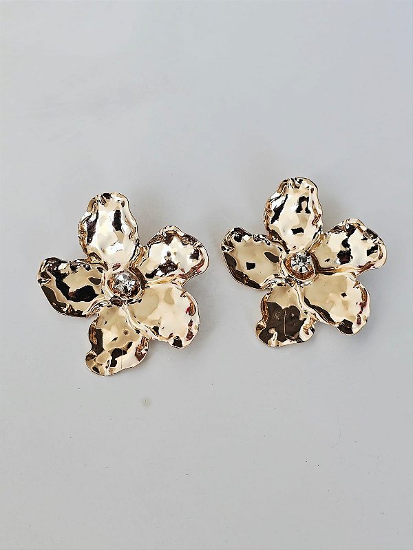 Brinco big flor dourada