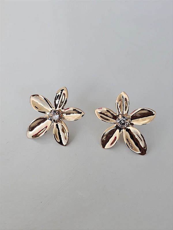 Brinco flor margarida dourada