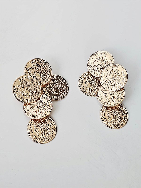 Brinco moedas dourado