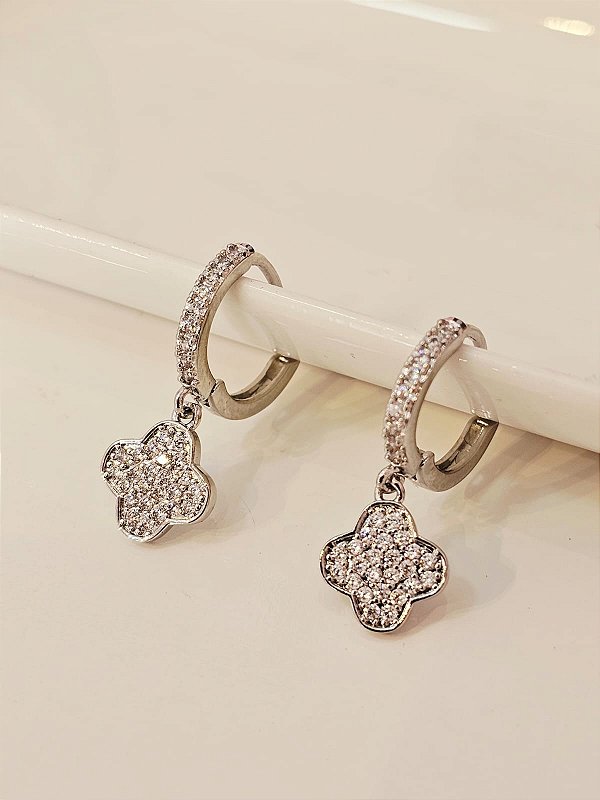 Argolinha trevo prata